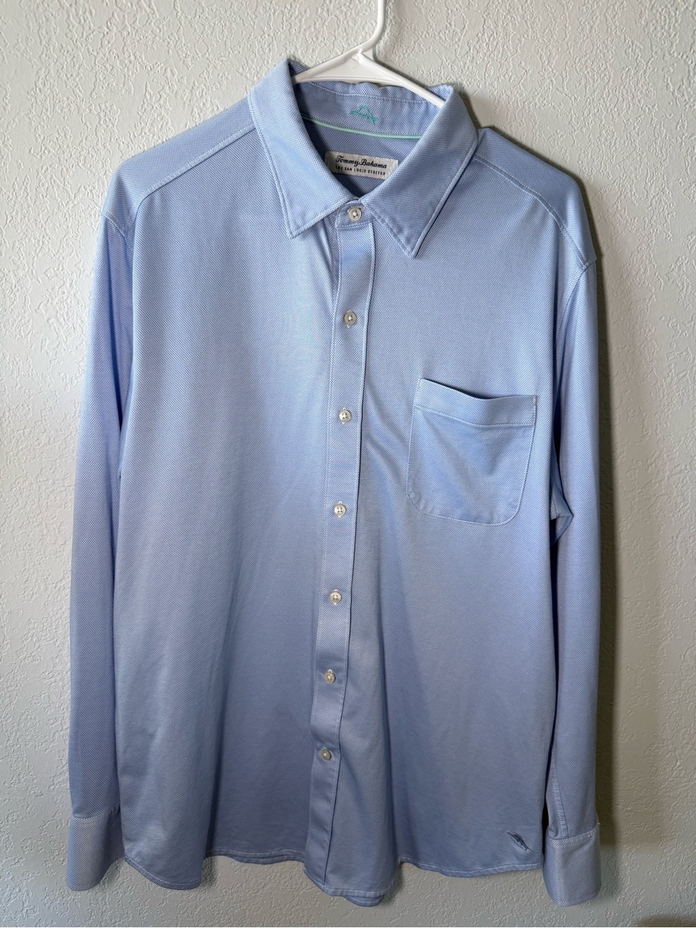 Tommy Bahama San Lucio Stretch Blue Performance Button Shirt Mens L